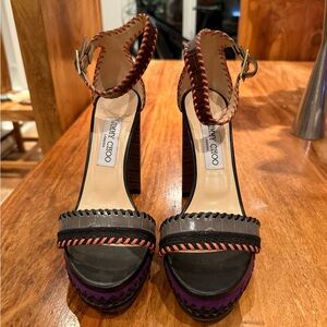 Beautiful colourful jimmy choo sandals made of crocodile leather